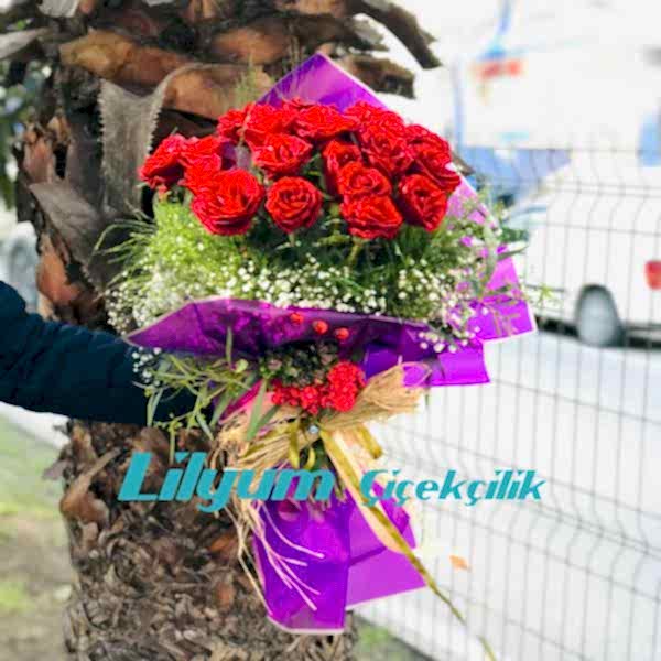 Özel tasarım lila mor Gül Buket’i  Resim 1