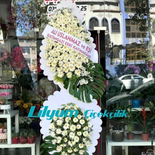 Çiftli Büyük Bembeyaz Çelenk Resim 1